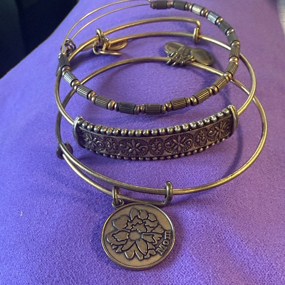 Alex & Ani Gold-Tone Floral Charm Women’s Bracelet Set